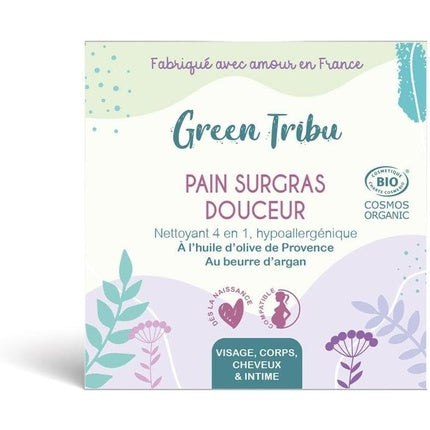 Săpun Solid Green Tribe, Pain Surgras Douceur, cu ulei de măsline și unt de argan, 110g