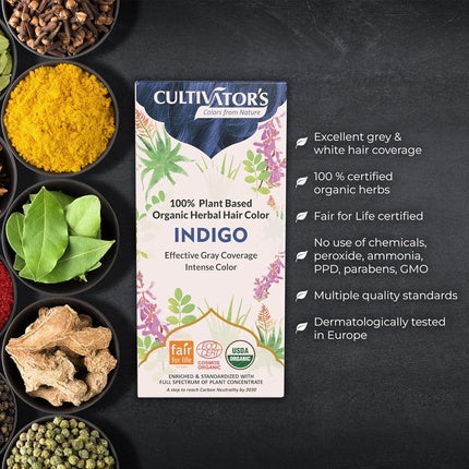 Vopsea de păr, Cultivator's, Indigo, organică