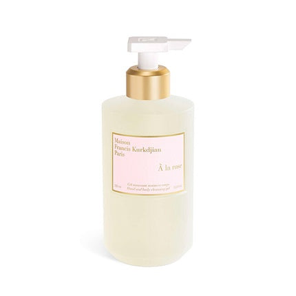 Gel de duș și spălat mâini, Maison Francis Kurkdjian, La Rose, 536 g, sticlă alb-mat, pompă aurie
