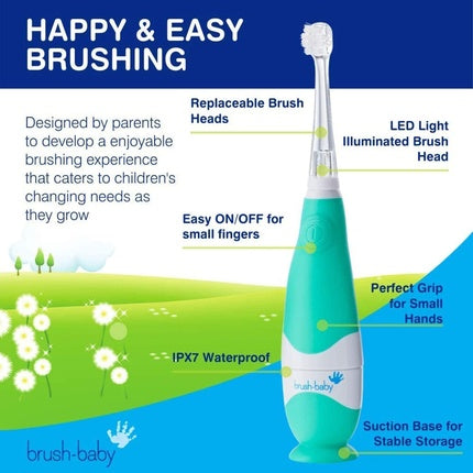 Periuță electrică copii Brush-Baby BabySonic, LED, turcoaz