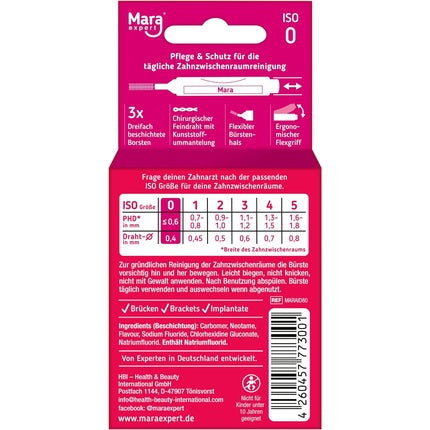 Periuță Interdentală Mara Expert, ISO 0 (0.5mm), 8 buc, Culoare Roșie
