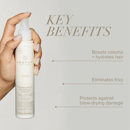 Spray păr Awapuhi Wild Ginger, Hydromist Blow-Out, 150ml, alb