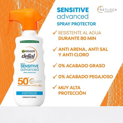 Spray Protectie Solara, Garnier Delial Sensitive, SPF 50+, 300ml