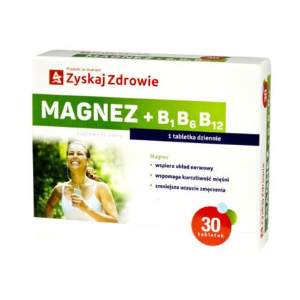 Supliment alimentar Zyskaj Zdrowie Magnez + B1, B6, B12, 30 comprimate
