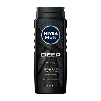 Gel de duș Nivea Men Deep Clean, corp și păr, cu argilă fină, 500ml, negru
