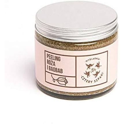 Exfoliant corp, Mydlarnia 4 Szpaki, Rose Scrub și Baobab cu Zahăr de Trestie, 200ml