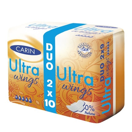 Tampoane Sanitare Carin Ultra Wings, Ambalaj Dual (2x10 buc)