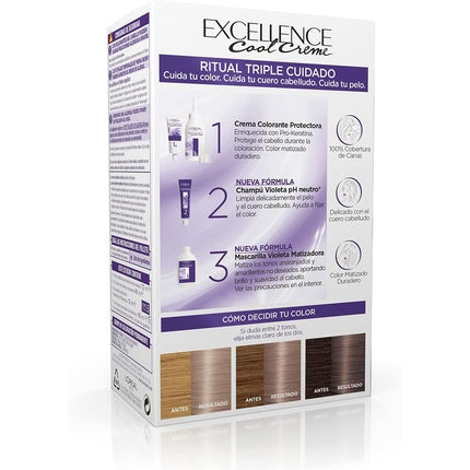 Vopsea de păr permanentă, L'Oréal, Excellence Cool 8.11, blond cenușiu deschis