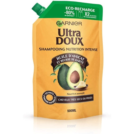 Șampon Eco-Refill Garnier Ultra Doux, Ulei de Avocado și Unt de Shea, Nutriție Intensivă, 500 ml