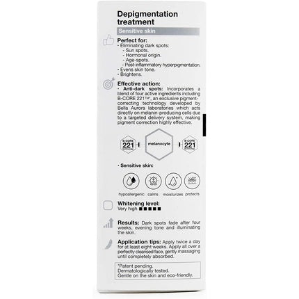Crema depigmentanta, Bella Aurora, BIO10 FORTE, ten sensibil, 30ml