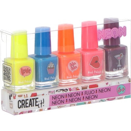 Lac de unghii Create It!, Neon, 5 bucăți, diverse culori