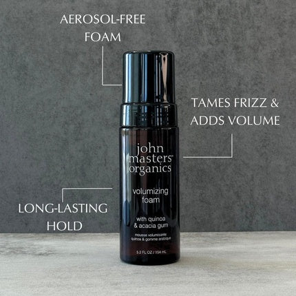 Mousse volumizant John Masters Organics cu quinoa și gumă acacia, 154 ml