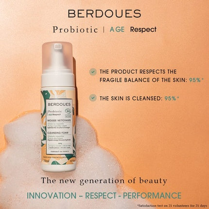 Mousse de curățare BERDOUES Probiotic Age Respect pentru Piele Normală și Ușor Grasă, 150 ml