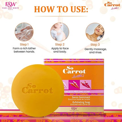Săpun exfoliant, Fair & White, So Carrot, portocaliu