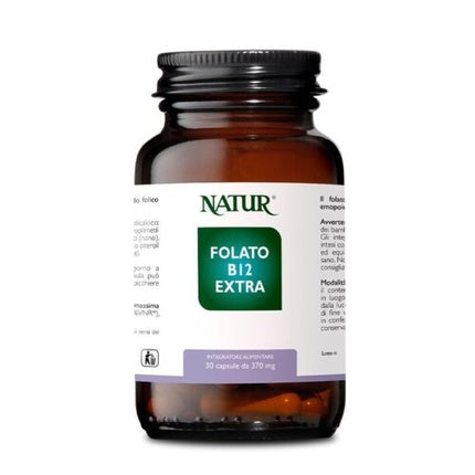 Natur Folato B12 Extra, Integrator Alimentar, Acid Folic + Vitamina B12, 30 Capsule
