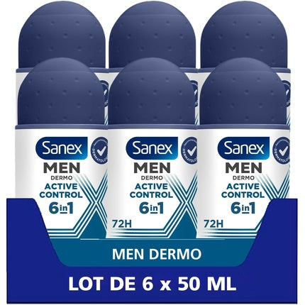 Antiperspirant roll-on Sanex Men Dermo Active Control 6-in-1, pentru bărbați, 72 h, 6 x 50 ml