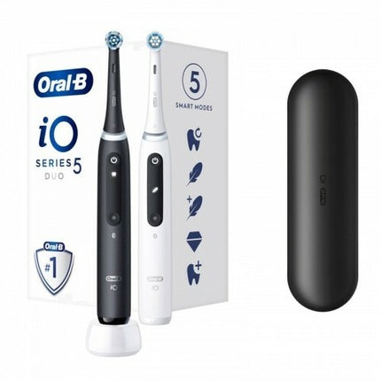 Periuță de dinți electrică Oral-B iO Series 5 Duo Pack, negru mat și alb