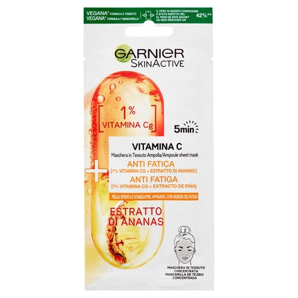 Masca faciala, Garnier, Skin Active Ampoule, Vitamina C, 30g