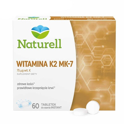 Supliment Dietă, Naturell, Vitamina K2 MK-7, 75 µg, 60 Lozenges