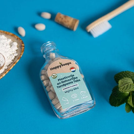 Tablete de dinți Happysoaps Mighty Mint fără fluor, 160g