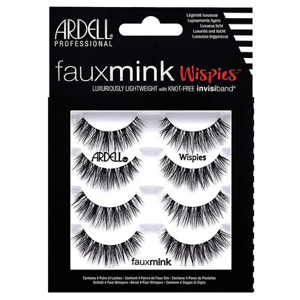 Ardell Faux Mink Wispies Gene False Sintetice Vegan, Negre, Set de 4 Bucăți