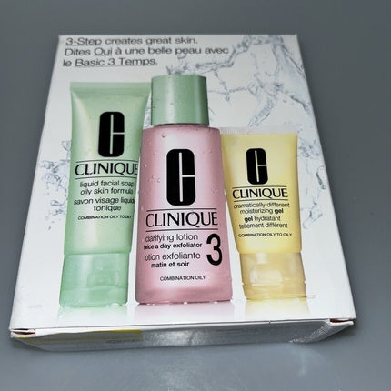 Kit pentru demachiere, Clinique, 3 Step Skincare System, Travel Size, Tip 2 Ten mixt/gras