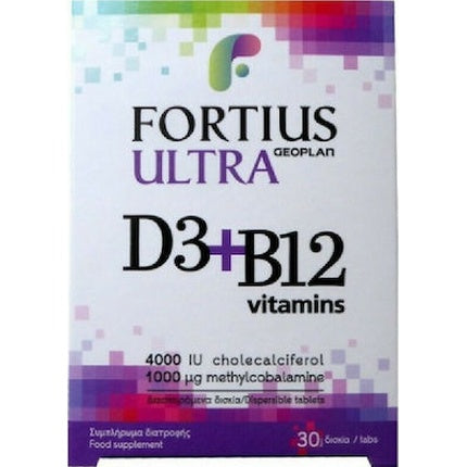 Tablete Vitamine Fortius Ultra D3+B12, 4000 IU, 30 bucăți