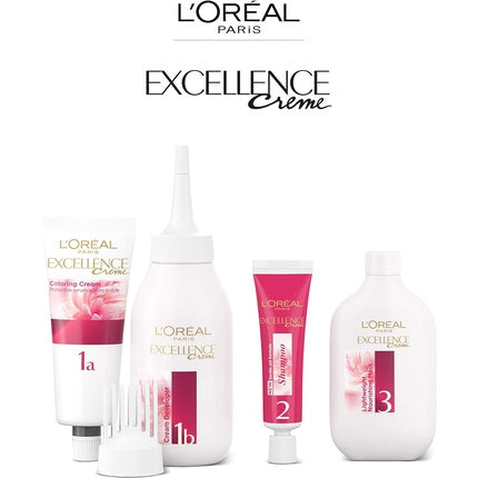 L'Oréal Paris Excellence Cream, Vopsea pentru Păr, Sistem de 3 Pași (Culoare: Brun Mijlociu), Set Complet cu Șampon și Balsam