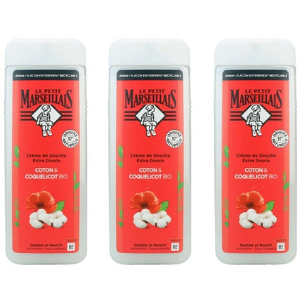Cremă de duș Le Petit Marseillais Cotton & Coquelicot Bio, 400ml
