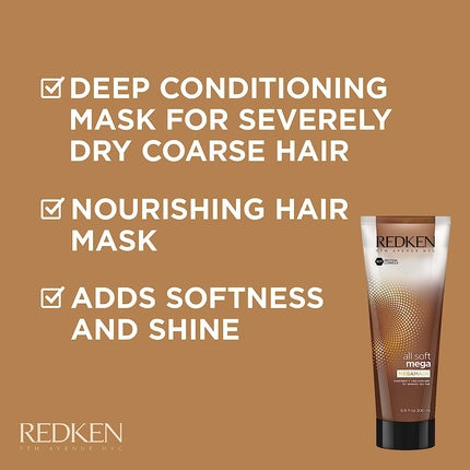 Masca de păr Redken All Soft Mega, 200ml, tratament intens pentru păr uscat și aspru