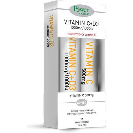 Tablete efervescente Power Health cu Vitamina C și D3, 20 buc