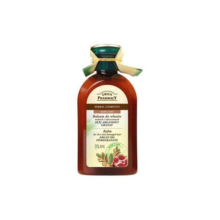 Balsam de păr Green Pharmacy pentru păr uscat și deteriorat cu ulei de argan și rodie, 300ml