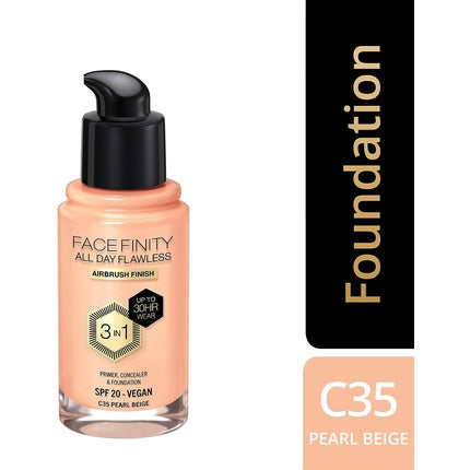 Fond de ten lichid, Max Factor Facefinity 3-in-1, SPF 20, 35 Pearl Beige