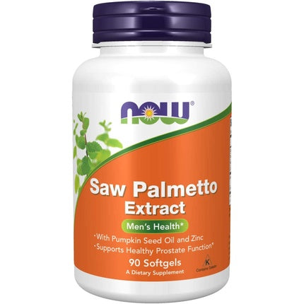 Supliment alimentar NOW Foods Saw Palmetto Extract cu ulei de semințe de dovleac și zinc, 90 capsule moi