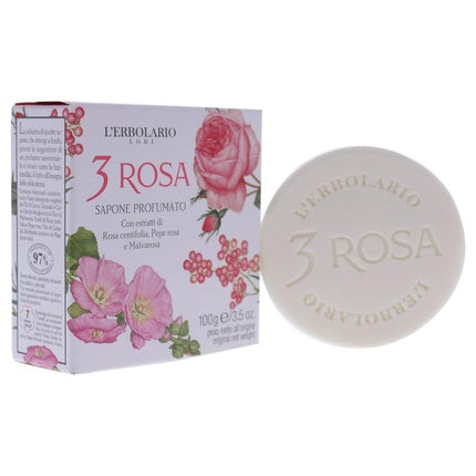 Săpun de corp L'Erbolario 3 Rose, ambalaj 3 buc, parfum intens