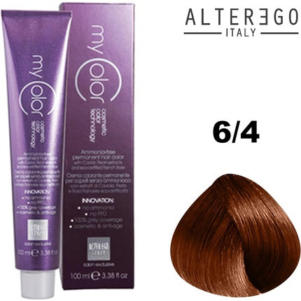 Vopsea de păr Alter Ego My Color 6/4, castaniu mediu cu accente roșcate, 100ml