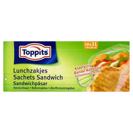 Toppits Lunch Bags Reusable, 1L (50 buc), Verde