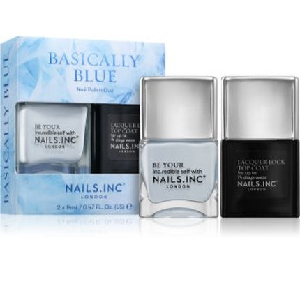 Set Lac Unghii Nails Inc, Basically Blue, 14 ml (2x7ml), albastru pal