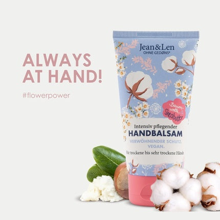 Balsam de Mâini Jean & Len cu Coton și Unt de Shea, Hidratare Intensivă, 75ml