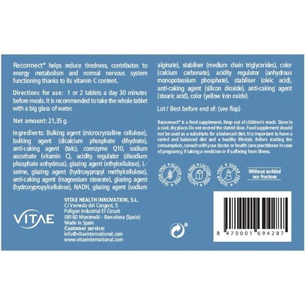 Supliment alimentar, Vitae Health Innovation, Reconnect Standard 30 tablete