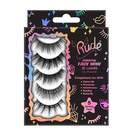 Rude Essential Faux Mink 3D Lashes - Pack de 5