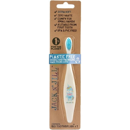 Periuță de dinți Jack N' Jill Kids Plastic Free Bio cu bristle-uri moi - Unicorn
