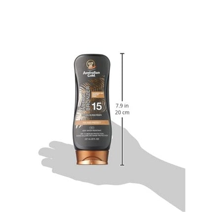 Loțiune plajă, Australian Gold, SPF 15, bronzant