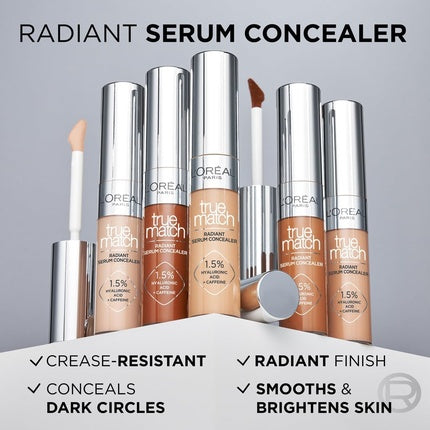 Anticearcăn Serum L'Oréal Paris True Match 1.5% Acid Hialuronic Cafeină, 10ml