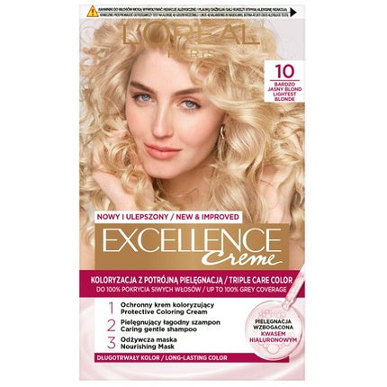 Kolorant de păr, L'Oréal Excellence Creme, 10 Blonde, 258 g