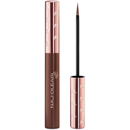 Naj Oleari Impeccable Eyeliner, 04 Cocoa Golden, marker machiaj ochi, ambalaj metalizat roz