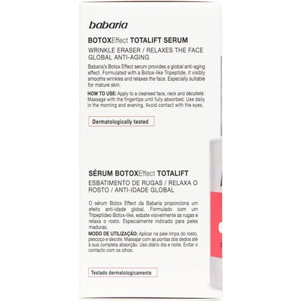 Ser anti-îmbătrânire Babaria Botox Effect, Total Lift, 30ml
