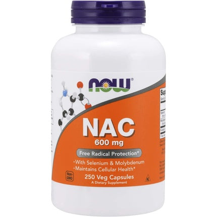 NOW Supplements NAC 600 mg, Seleniu și Molibden, 250 capsule vegane