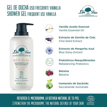 Gel de duș Dr. Tree Dermo-Schutz piele sensibilă, vanilie, 500ml
