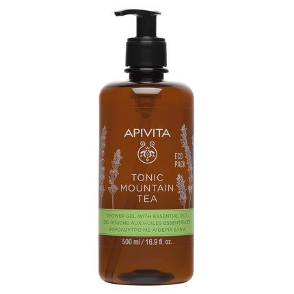 Gel de duș, Apivita, Tonic Mountain Tea cu uleiuri esențiale și propolis 500ml
